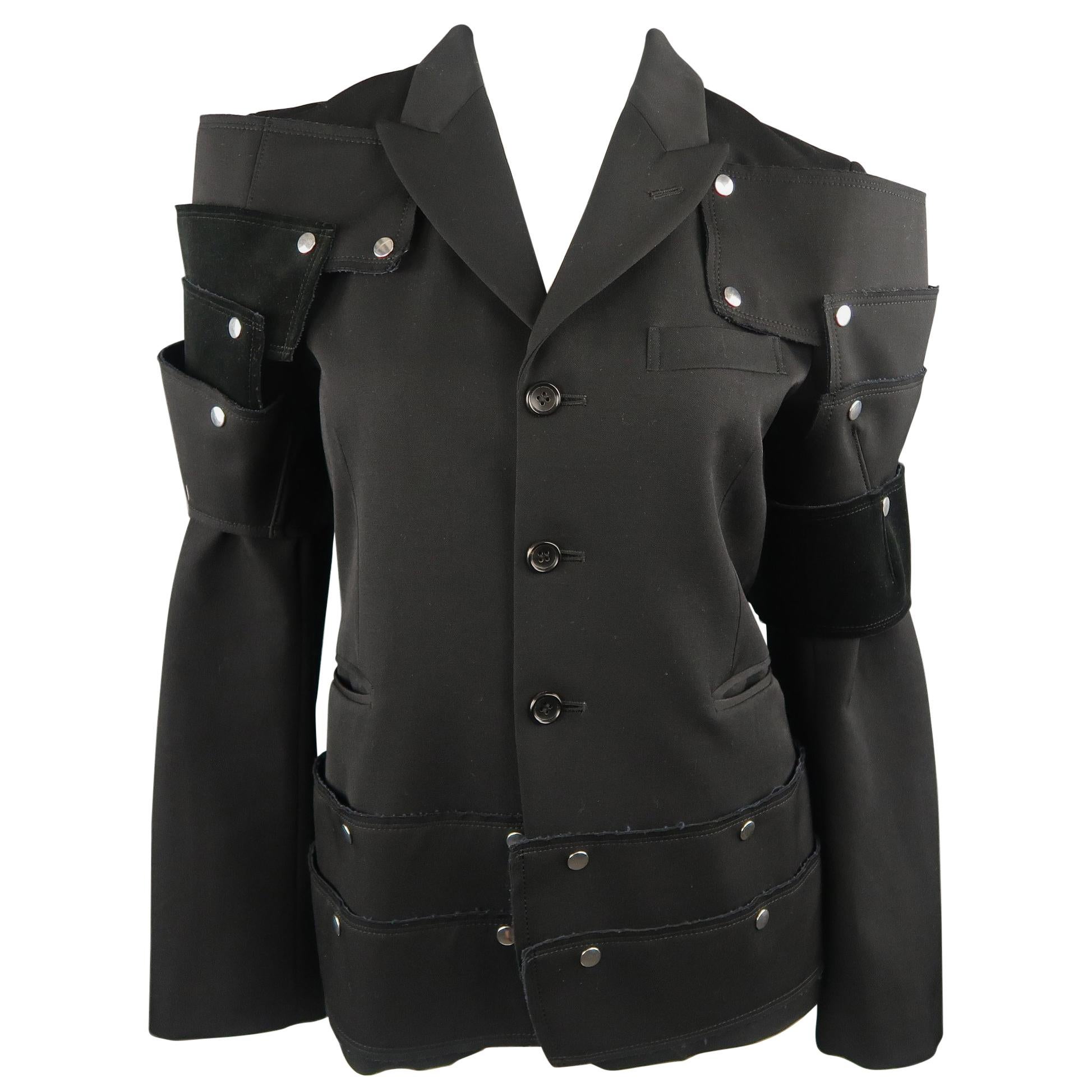 COMME des GARCONS Size M Unisex Black Wool Snap Armor "Man" Blazer Jacket