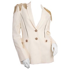 Versace White Blazer With Gold Patches - Size 42
