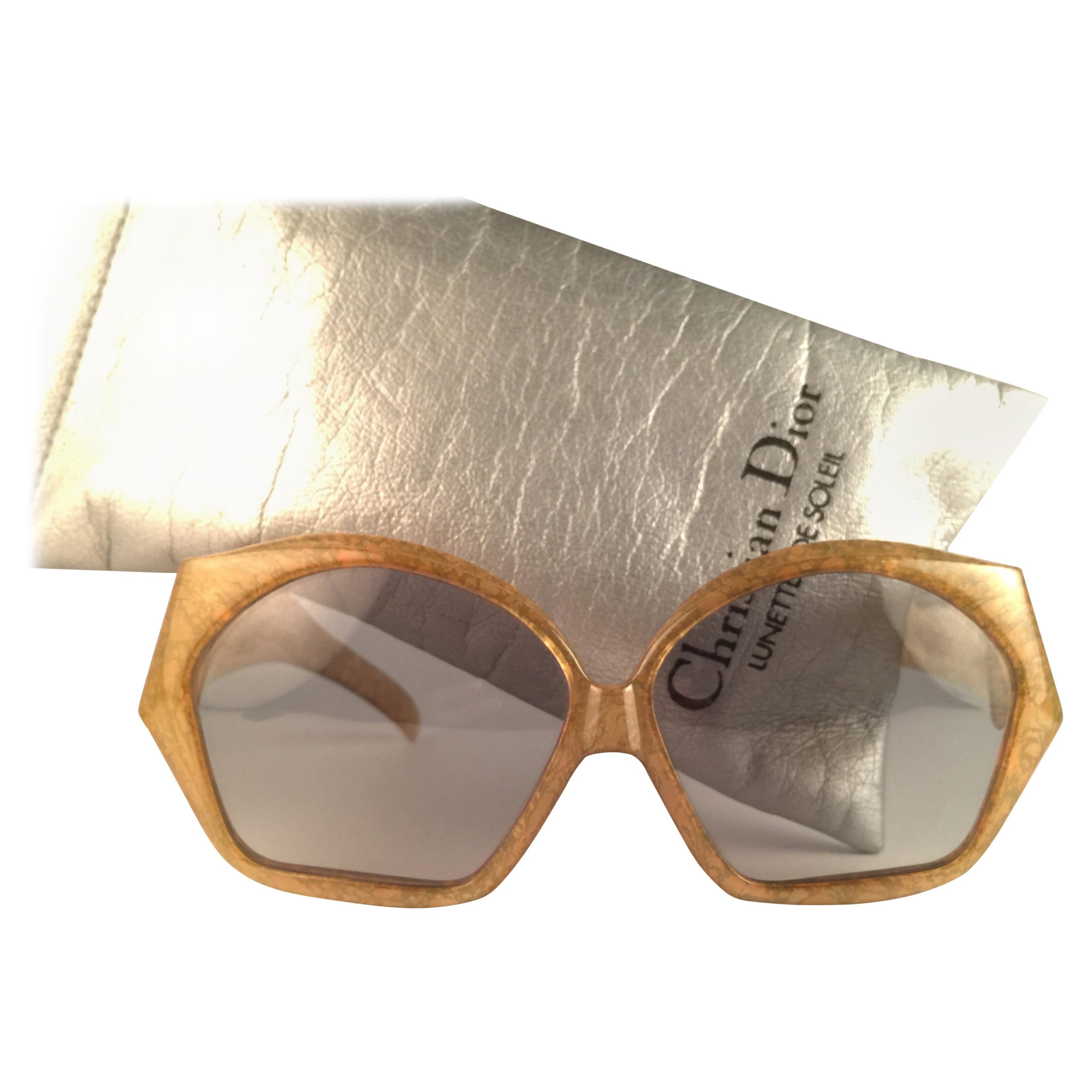 New Vintage Christian Dior 2028 60 Jasped Marbled Green Optyl Sunglasses  For Sale at 1stDibs