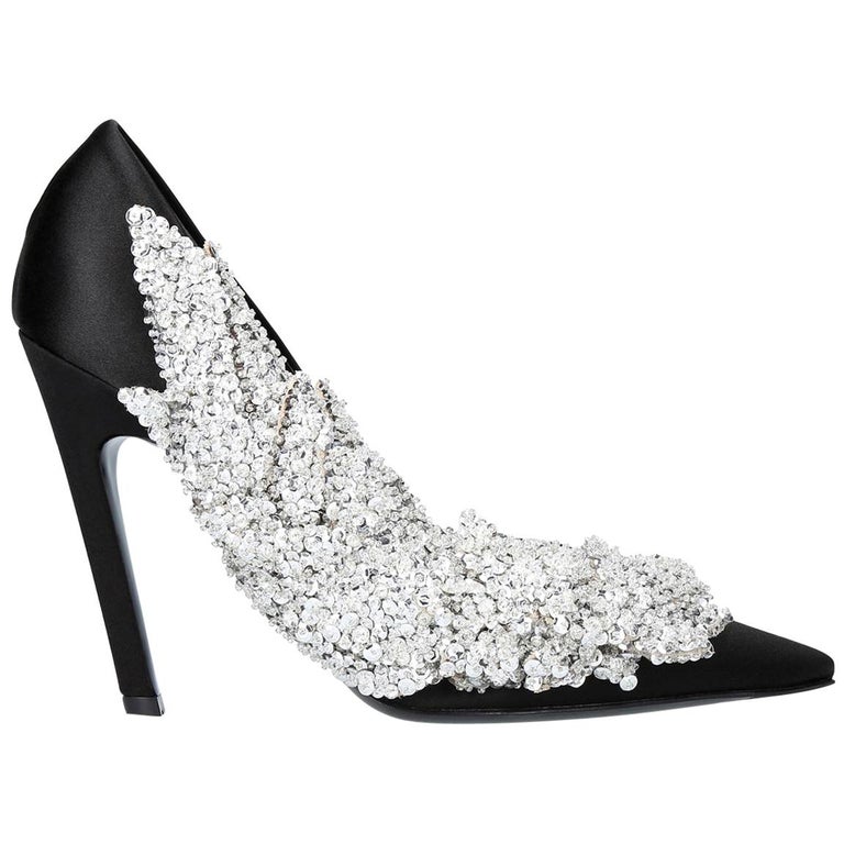 Balenciaga Talon Slash Sequin-Embroidered Satin Pumps at 1stDibs