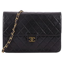 Chanel Vintage Clutch with Chain Quilted Leather Medium
