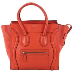 Celine Luggage Handbag Grainy Leather Micro