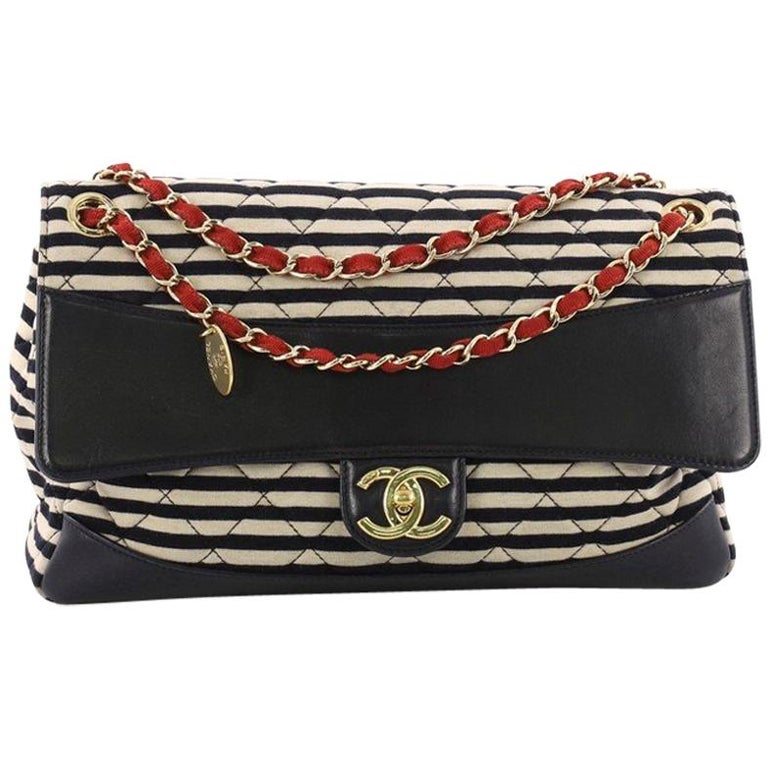 Chanel Coco Sailor Medallion Flap Bag Quilted Jersey and Lambskin Jumbo at  1stDibs