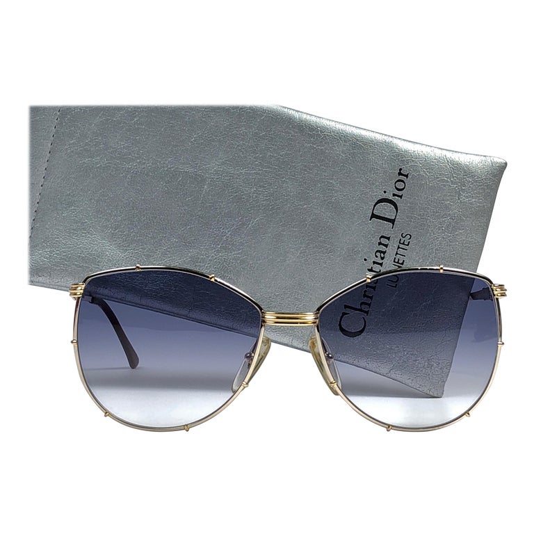New Vintage Christian Dior 2472 Silver & Gold Accents 1980's Sunglasses For Sale