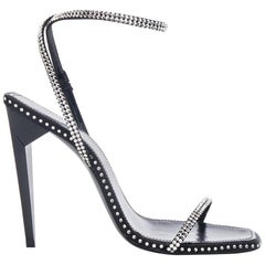 Saint Laurent Freja 105 Crystal Embellished Ankle Strap Heels