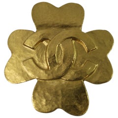 Vintage Chanel Gold Plated 1995 Treffle Brooch