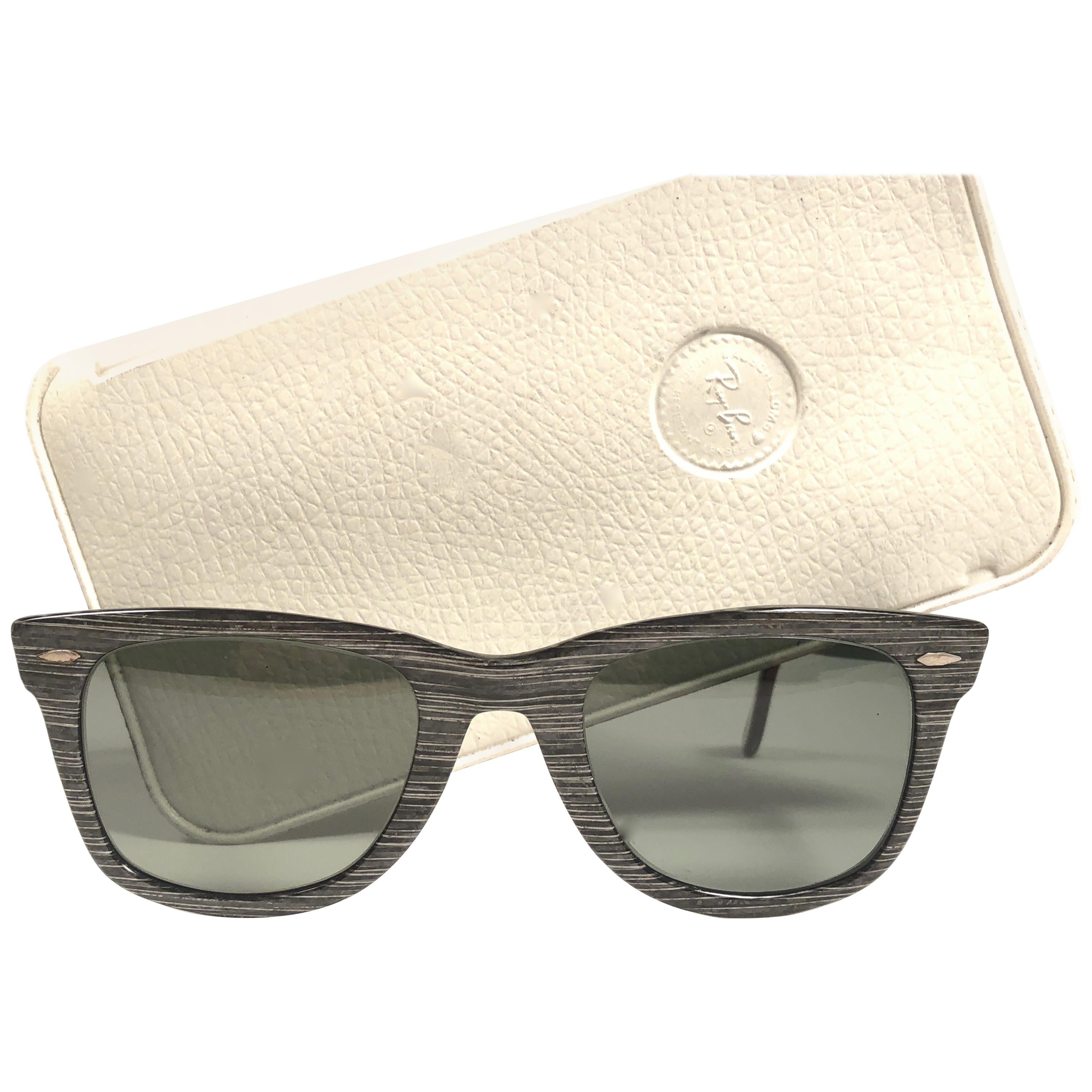 New Ray Ban Wayfarer 1960's Mid Century Black Grey Lenses B&L USA Sunglasses