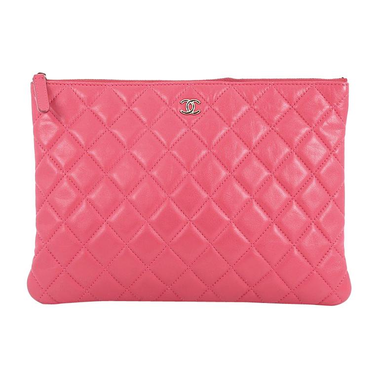 Chanel O Case Clutch Quilted Lambskin Medium