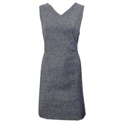 Chic 1960s Heather Gray Wool Sleeveless Vintage 60s Mod Shift Dress