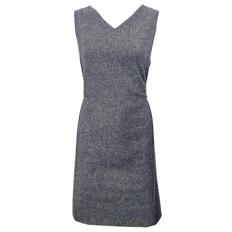 grey sleeveless shift dress Grey Shift Dress: Sustainable Cotton Tweed – Reistor