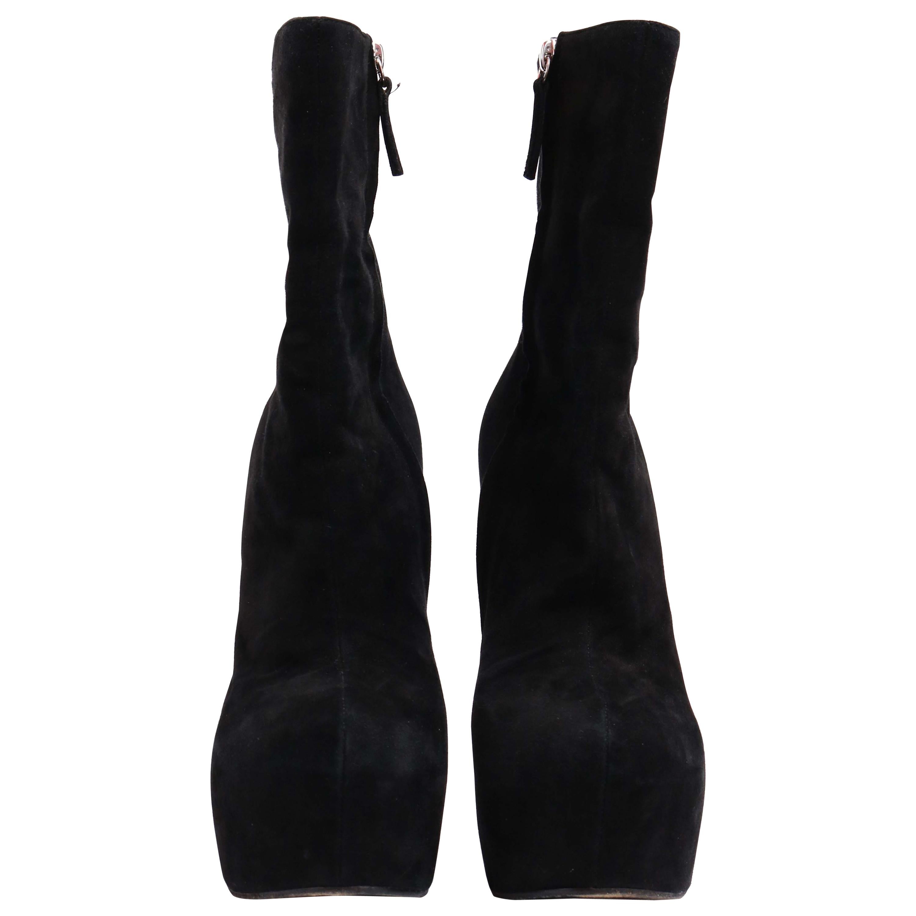 Guiseppe Zanotti Suede Black Booties Size US 7.5 For Sale