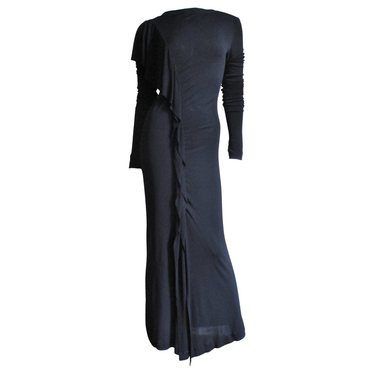 jean paul gaultier silk maxi dress Jean Paul Gaultier Maxi Dress in Multi-colored Art Print Silk Size S Evening Cocktail Wedding