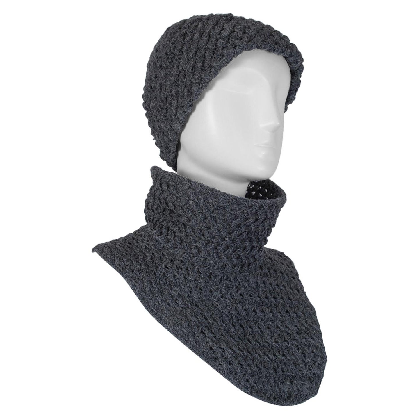 Chapeau crâne BH Wragge en tricot gris anthracite avec col en entonnoir Dickey - M, 1965