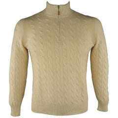 BRUNELLO CUCINELLI Size 40 Cream Cable Knit Cashmere Sweater