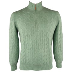 BRUNELLO CUCINELLI Size 40 Green Cable Knit Cashmere Sweater