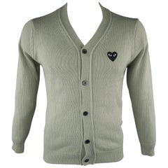 COMME des GARCONS Size M Moss Knitted Cotton Buttoned Cardigan