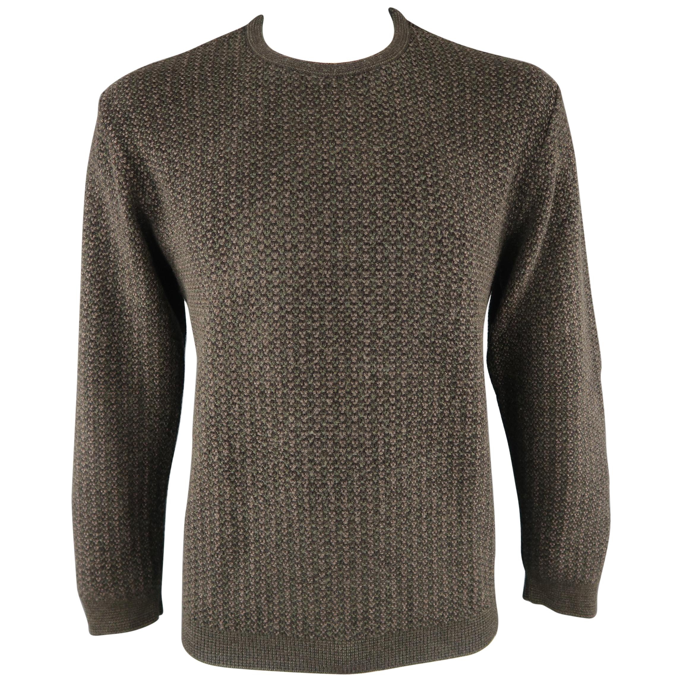 ERMENEGILDO ZEGNA Size L Brown Knit Wool / Cotton Sweater