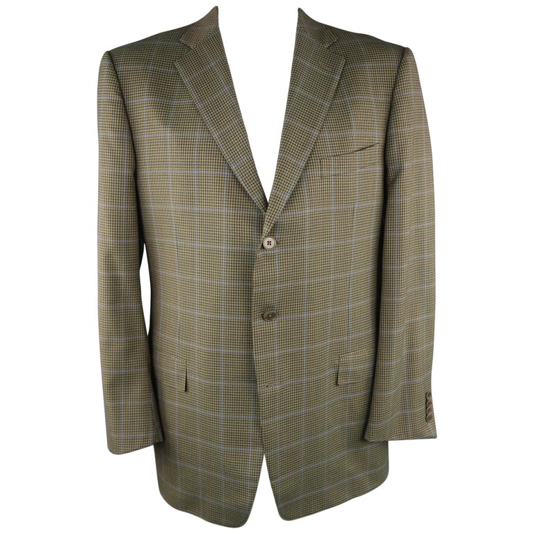 ERMENEGILDO ZEGNA 48 Long Olive Solid Wool Sport Coat at 1stDibs