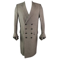 DIOR HOMME 40 Gray Herringbone Wool Long Coat