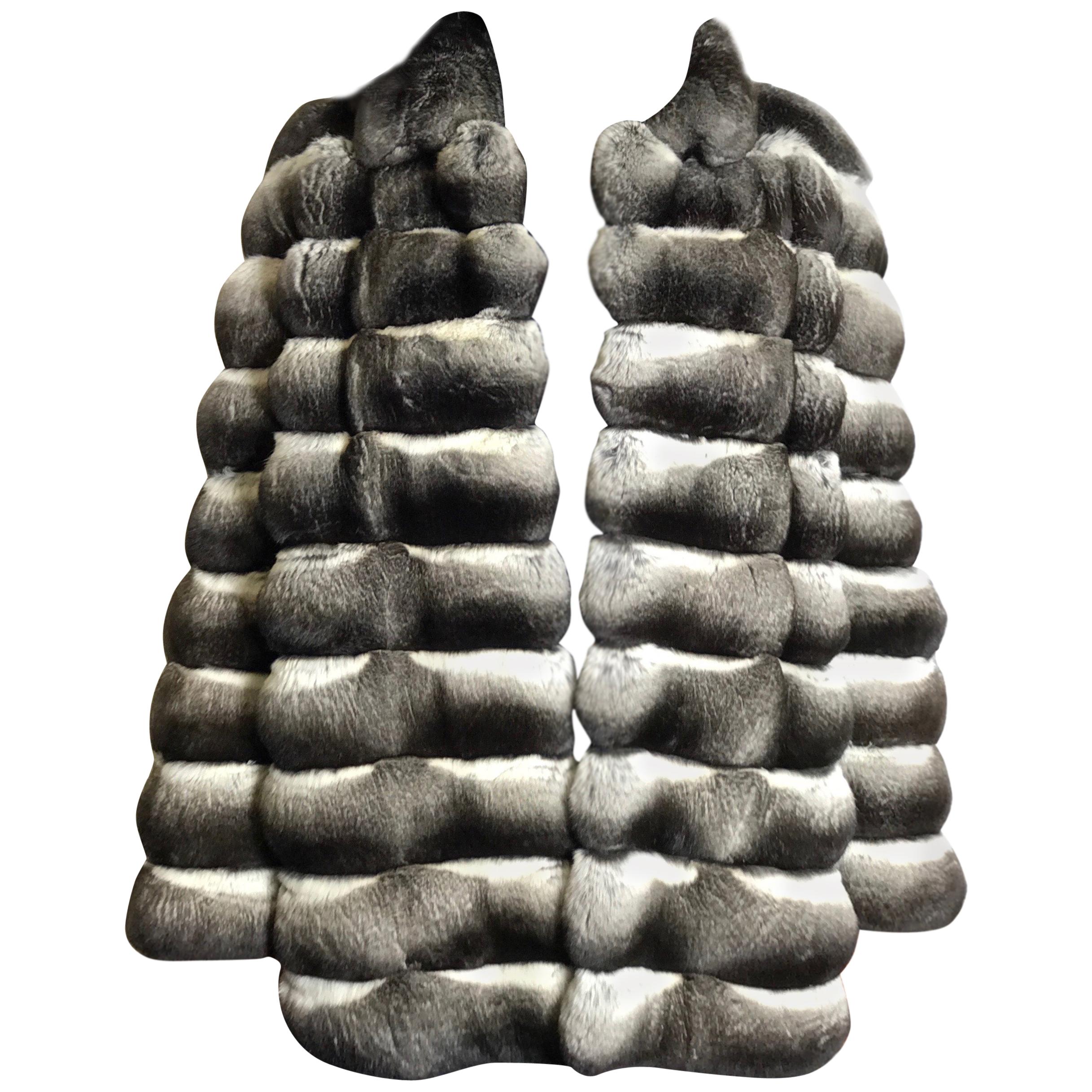 Chinchilla Ladies fur jacket by SLUPINSKI. Black/white For Sale