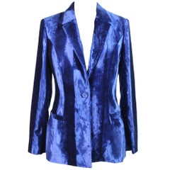 Gianni Versace Jacket Tuxedo Velvet Cotton Vintage Blue, 1990s