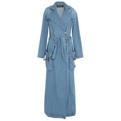 Balmain Double-Breasted Denim Trench Coat