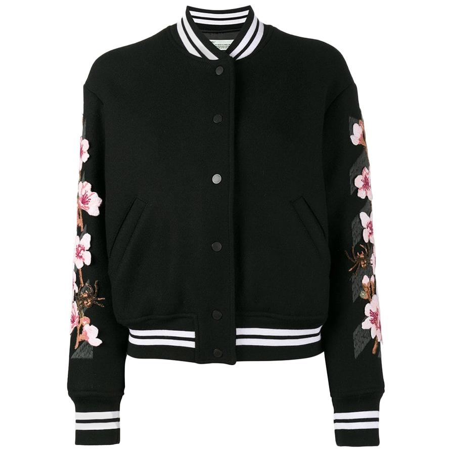 Off-White c/o Virgil Abloh Flower Embroidered Jacket in Black
