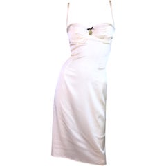 2003 Dolce & Gabbana Ivory Silk Satin Madonna Charm Bra Slip Style Dress