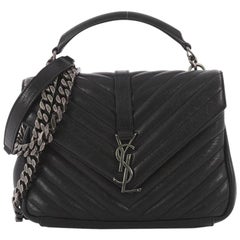 Saint Laurent Classic Monogram College Bag Matelasse Chevron Leather Medium