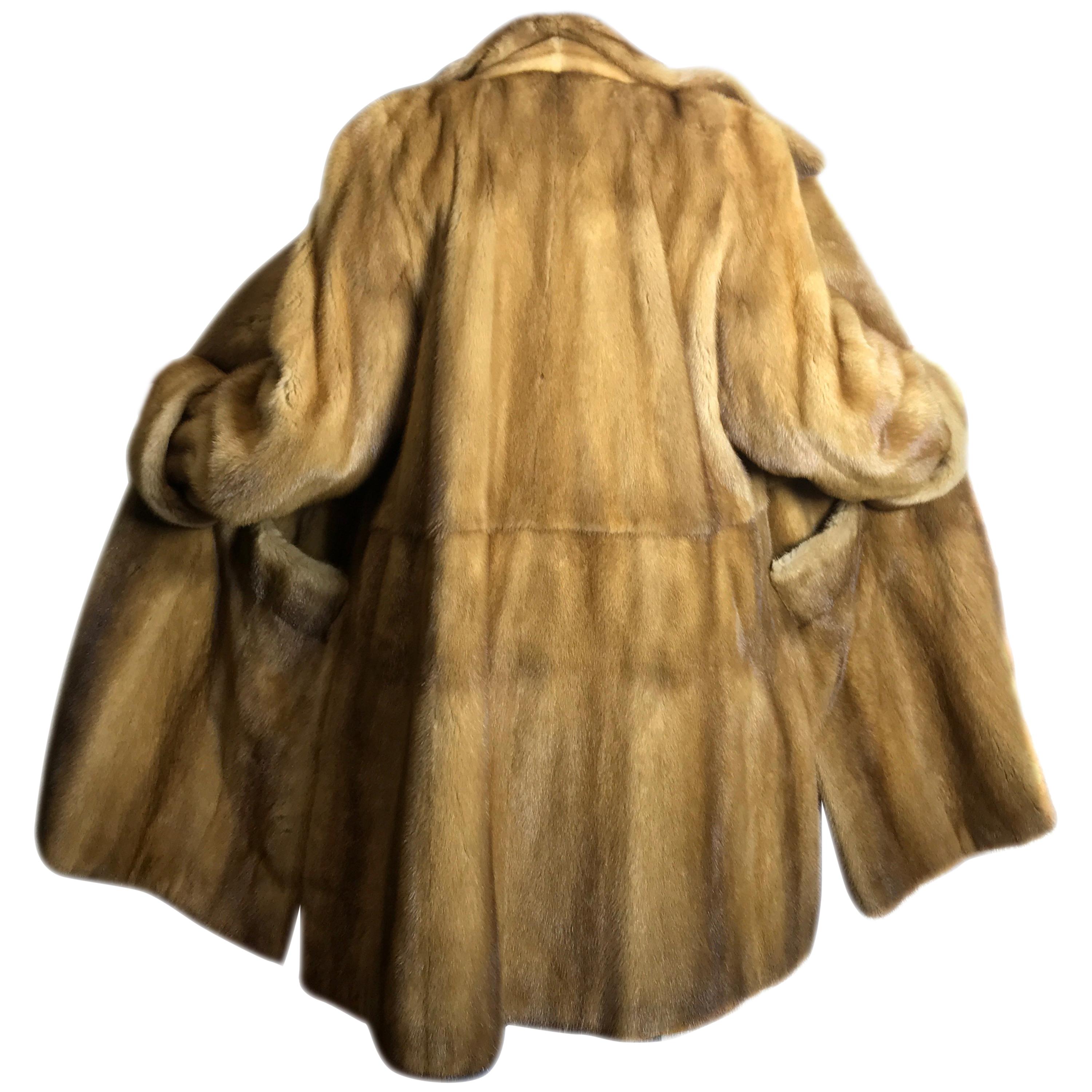  Saga mink silk fur 3/4 jacket / coat. Tan/beige. Gold mink. (9) For Sale