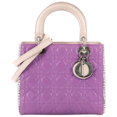 Christian Dior Lady Dior Handbag Cannage Quilt Lambskin with Python Medium
