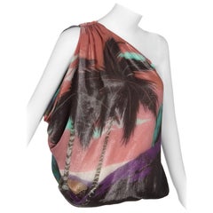 Lanvin Multicolored Silk Palm Tree Single Shoulder Top, Resort 2016