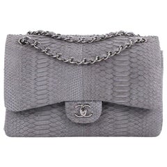 Chanel Classic Double Flap Bag Matte Python Jumbo