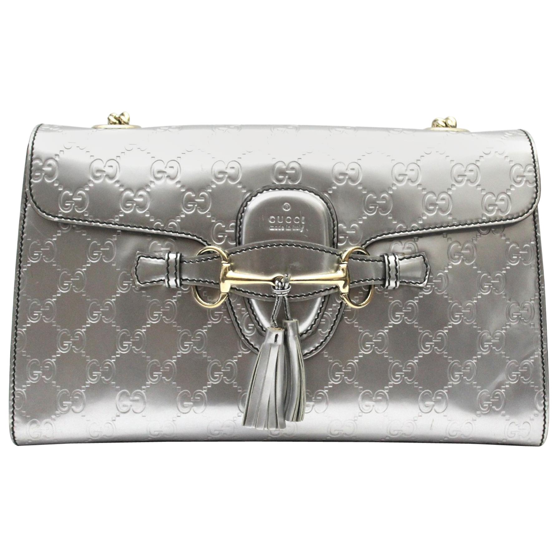 Gucci Metallic Guccissima Leather Emily Chain Shoulder Bag