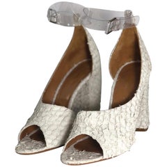 3.1 Phillip Lim Leather Textured Peep Toe Heel with Chunky Block Heel