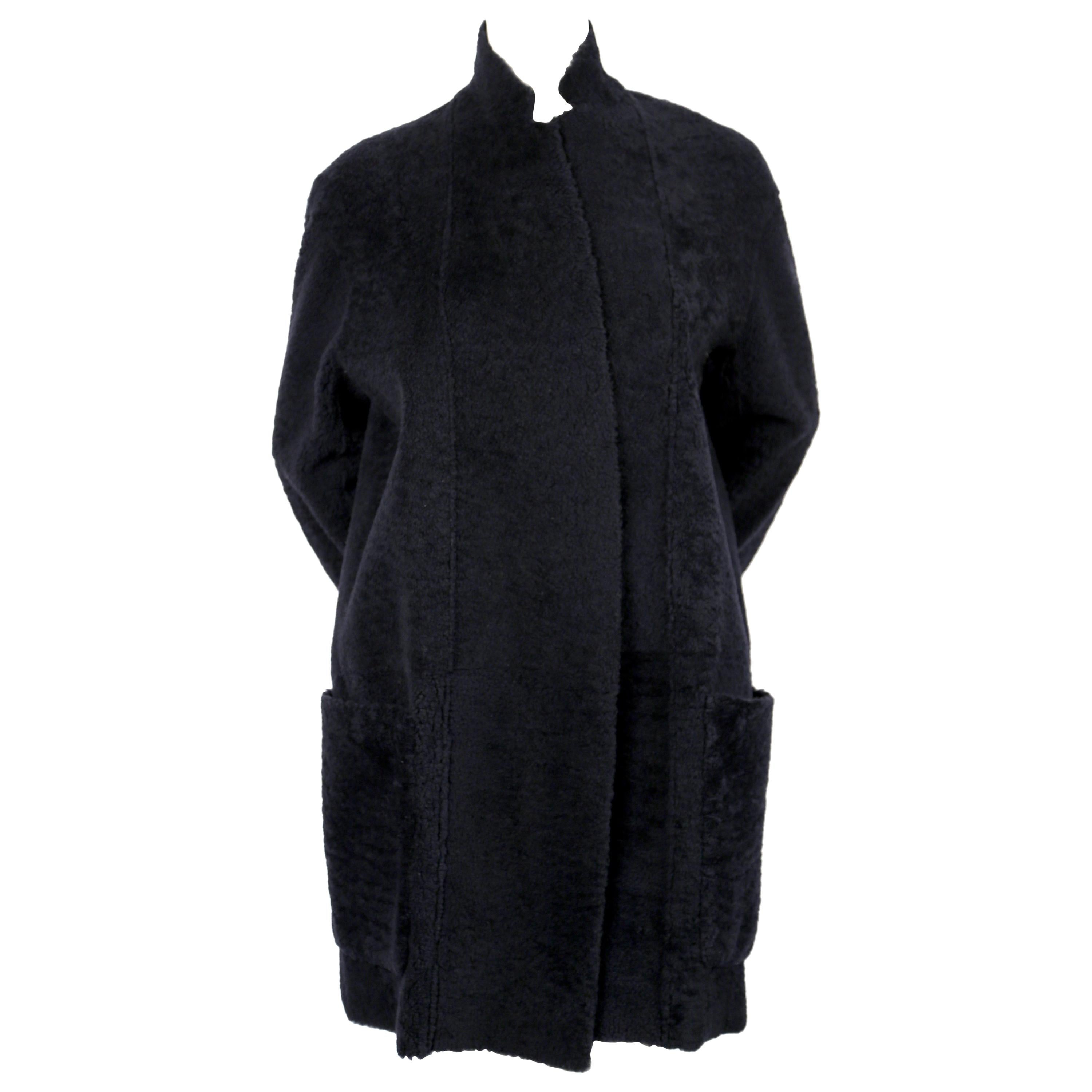 CELINE by PHOEBE PHILO navy blue shearling coat