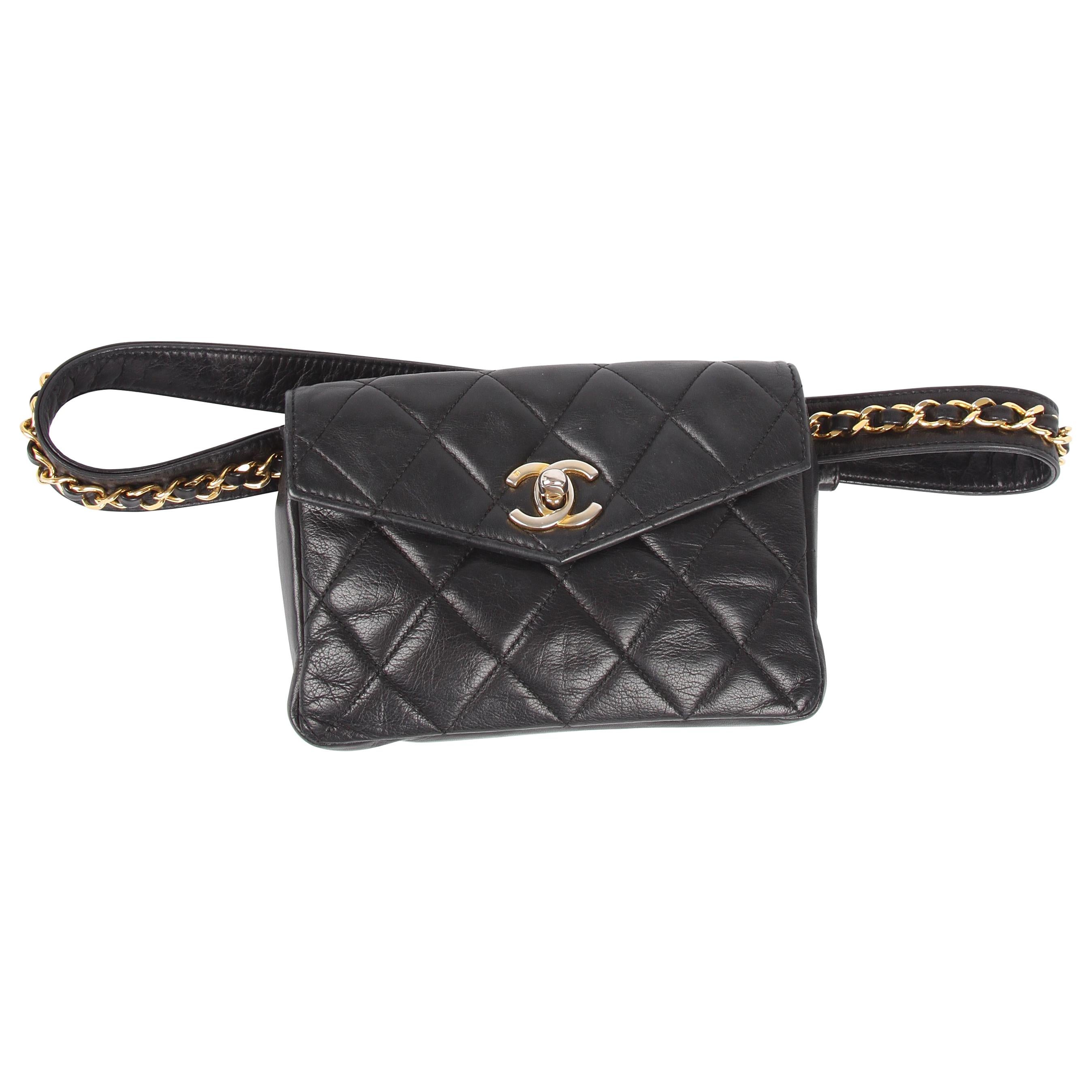 Chanel Belt Bag Leather - black/gold