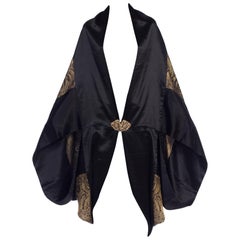 MORPHEW COLLECTION Gold Lamé & Black Silk Cocoon With Victorian Clasp
