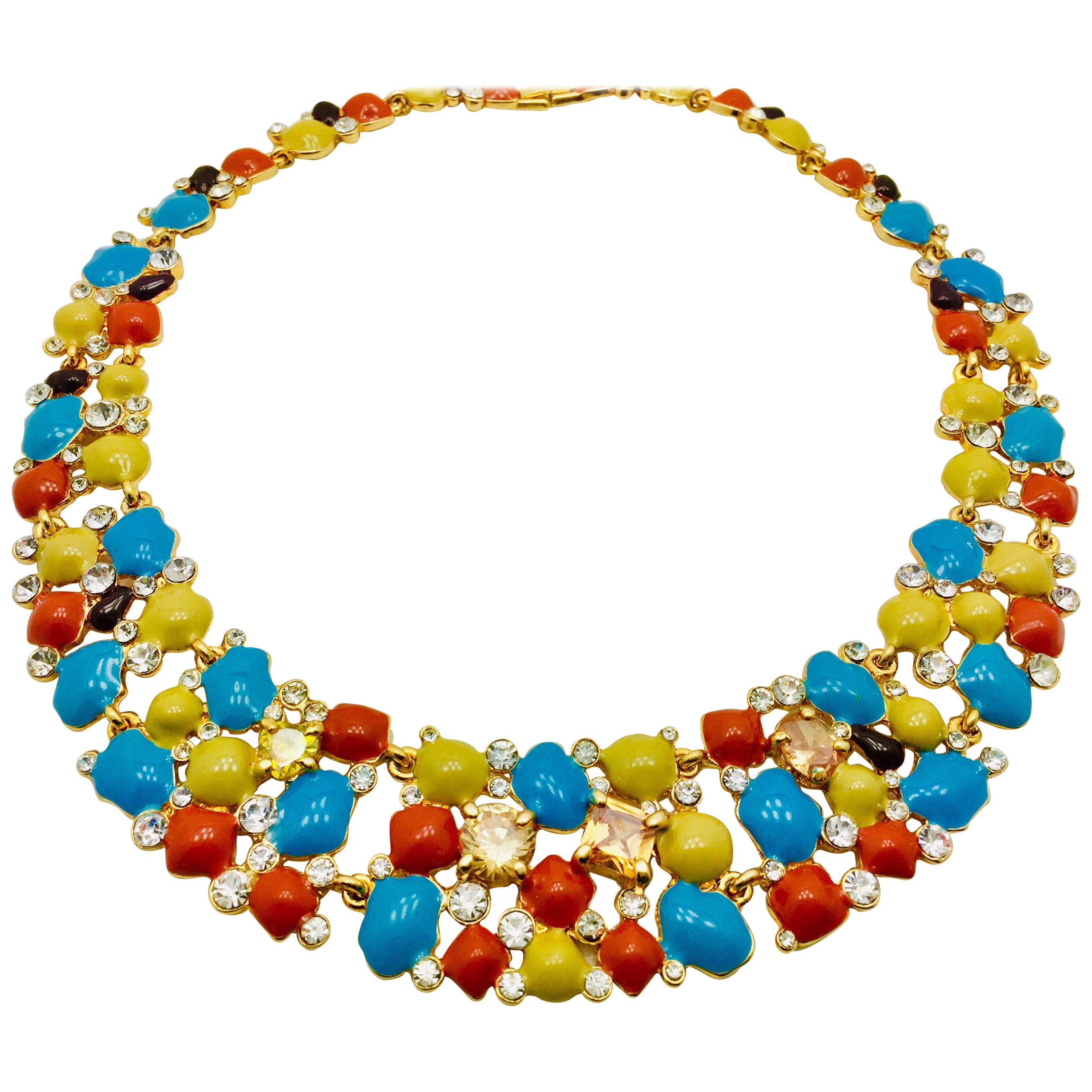Meghna Jewels Enamel Florence Necklace Earrings Bracelet Set