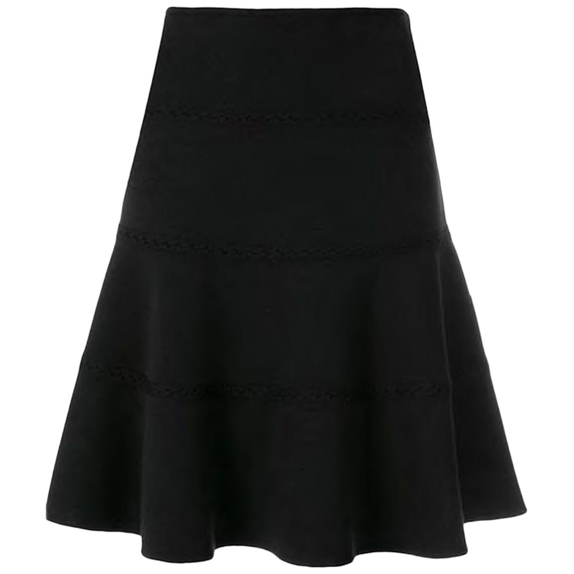 Azzedine Alaia Black Lace Detail Skater Skirt 
