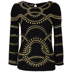 Naeem Kahn Black/Gold Embellished Cashmere Sweater Sz P (S)