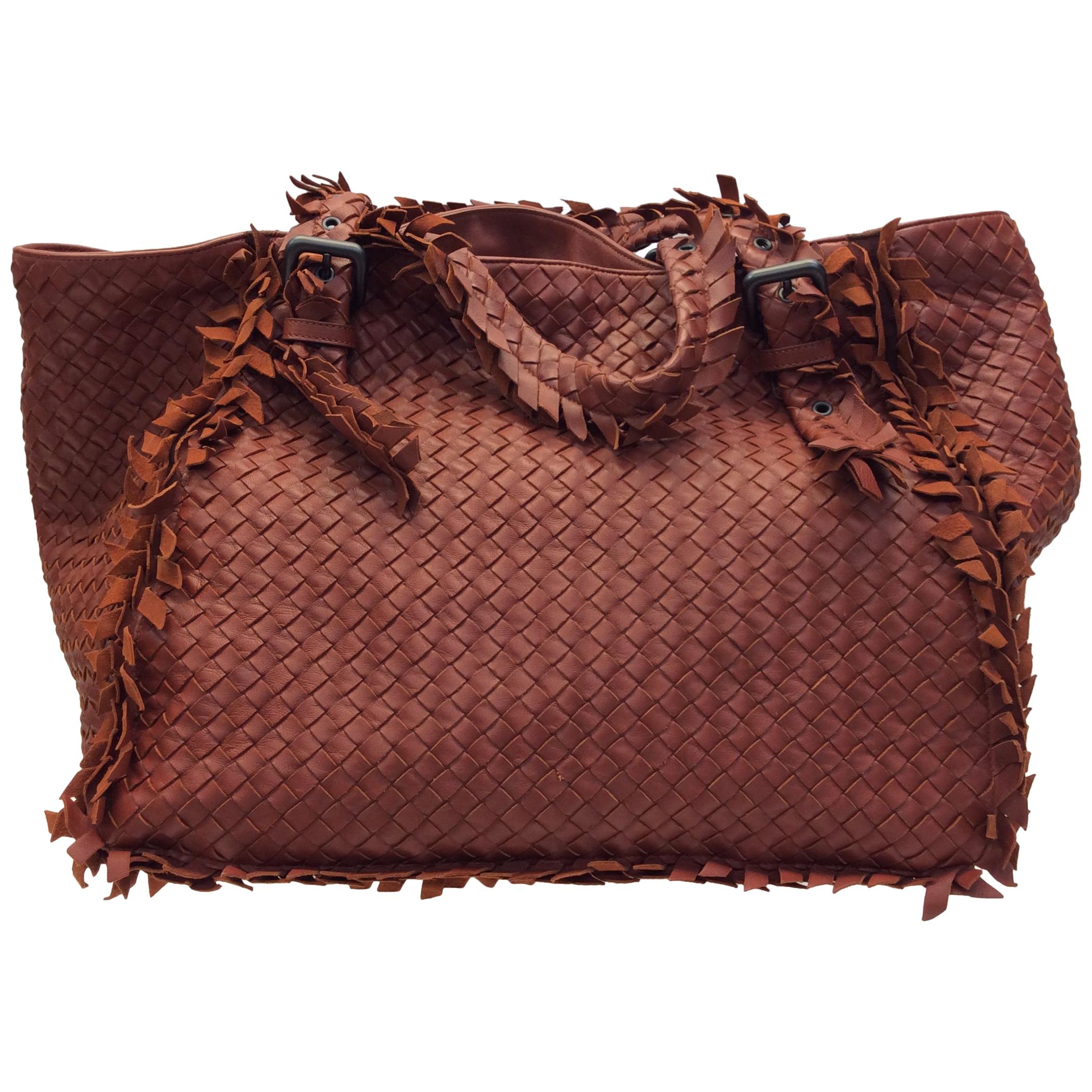 Bottega Veneta Burnt Orange Fringe Leather Tote For Sale