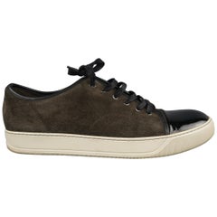 LANVIN Size 13 Charcoal Gray & Black Two Toned Suede Sneakers