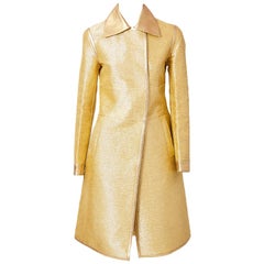 Tom Ford for Gucci  Runway Gold Coat with Leather Detail