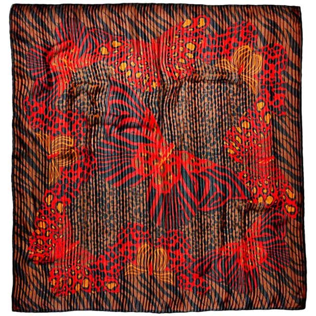 Ysl Print Pattern Yves Saint Laurent Leopard and Butterfly Print Silk Scarf at 1stDibs