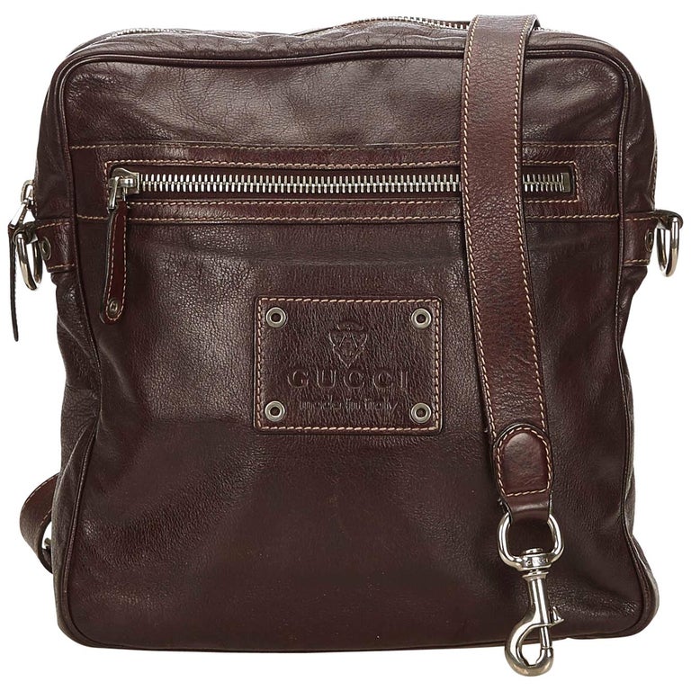 Gucci Brown X Dark Leather Crossbody Bag