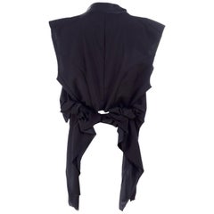 Black Wool Comme des Garcons Vest / Gilet Layered & Deconstructed w/ Raw Edges