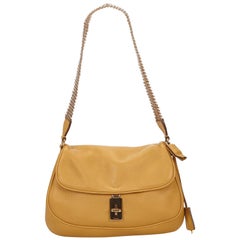 Prada Brown x Beige Leather Chain Shoulder Bag