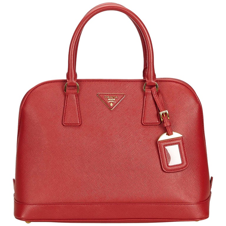 Prada Red Saffiano Leather Handbag For Sale at 1stdibs