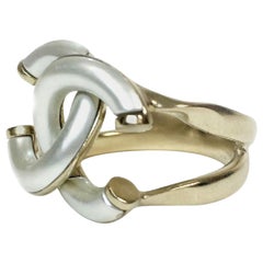 CHANEL CC Ring in Pale Gilt Metal Size 50